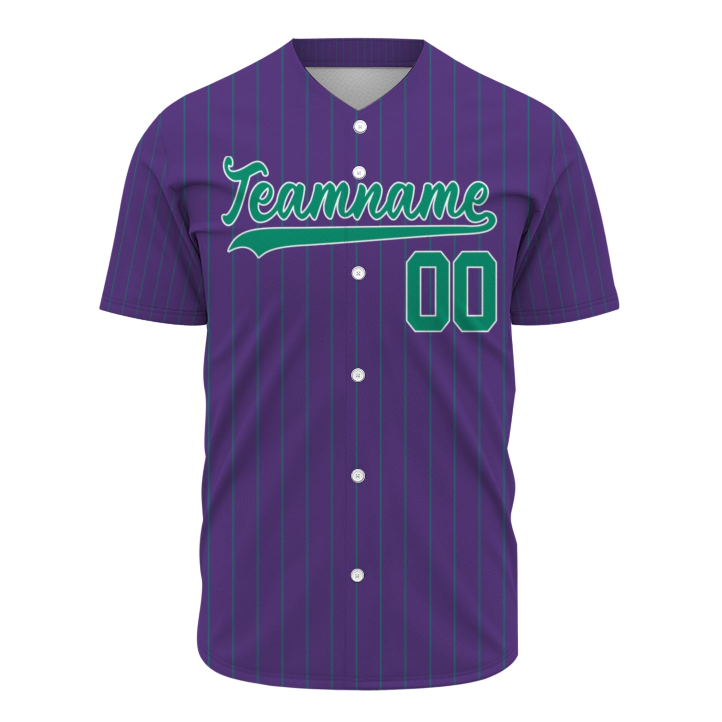 Custom Baseball Jersey - Personalized Purple Shirt with Pinstripes & Green Graphics