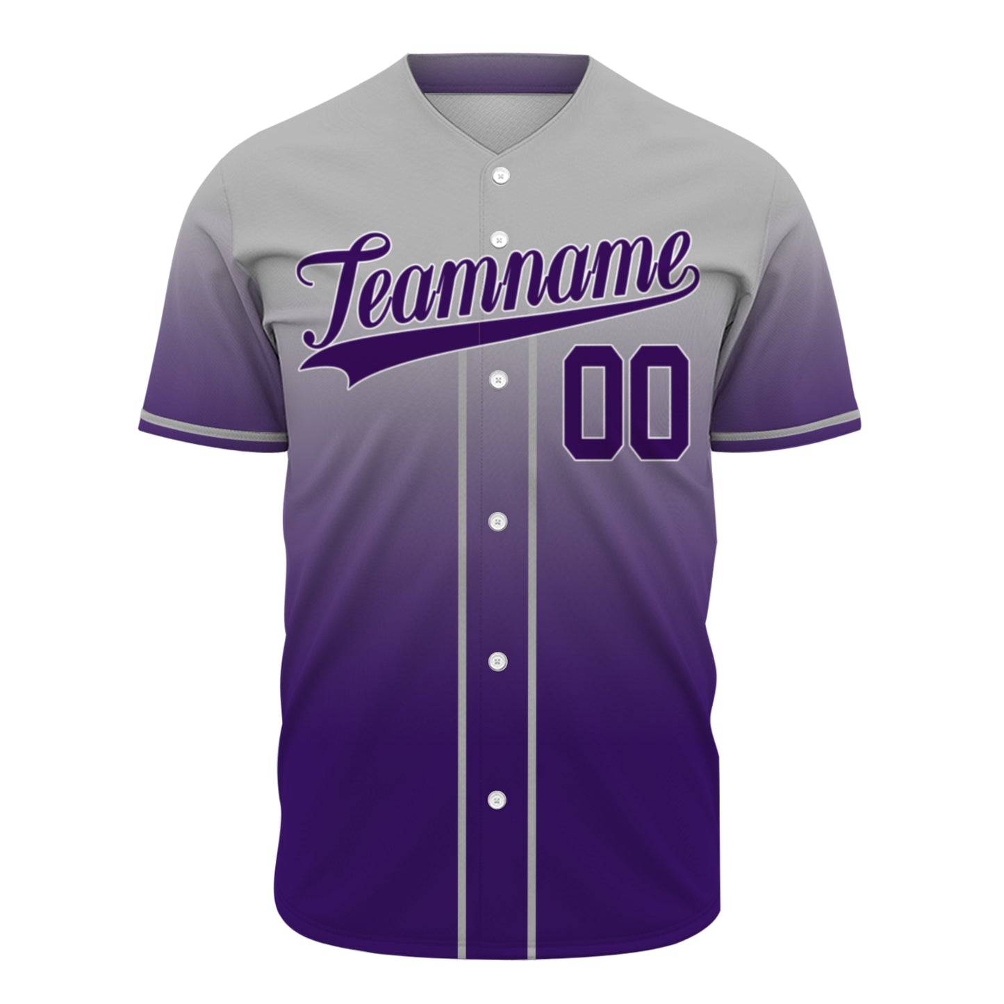 Custom Baseball Jersey - Personalized Gradient Shirt with Grey & Purple Design - Full Sublimation
