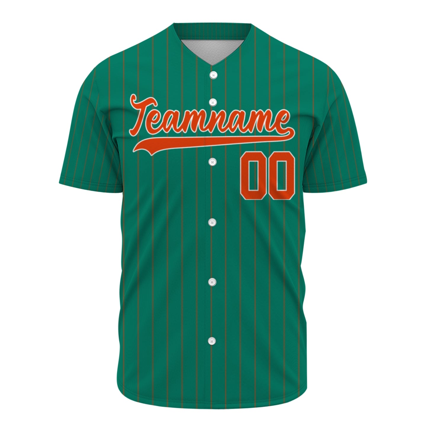 Custom Baseball Jersey - Personalized Green Shirt with Pinstripes & Orange Details