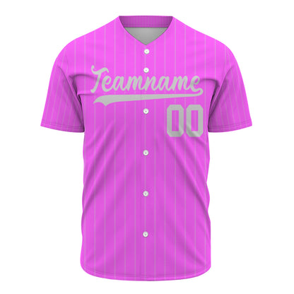 Custom Baseball Jersey - Personalized Pink Shirt with White Pinstripes - Full Sublimation
