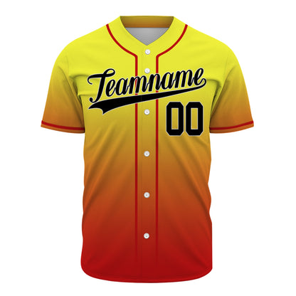 Custom Baseball Jersey - Personalized Gradient Shirt with Red Piping - Full Sublimation