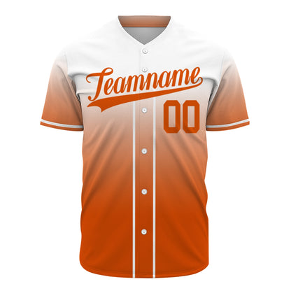 Custom Baseball Jersey - Personalized Gradient Shirt with White & Orange Design - Full Sublimation
