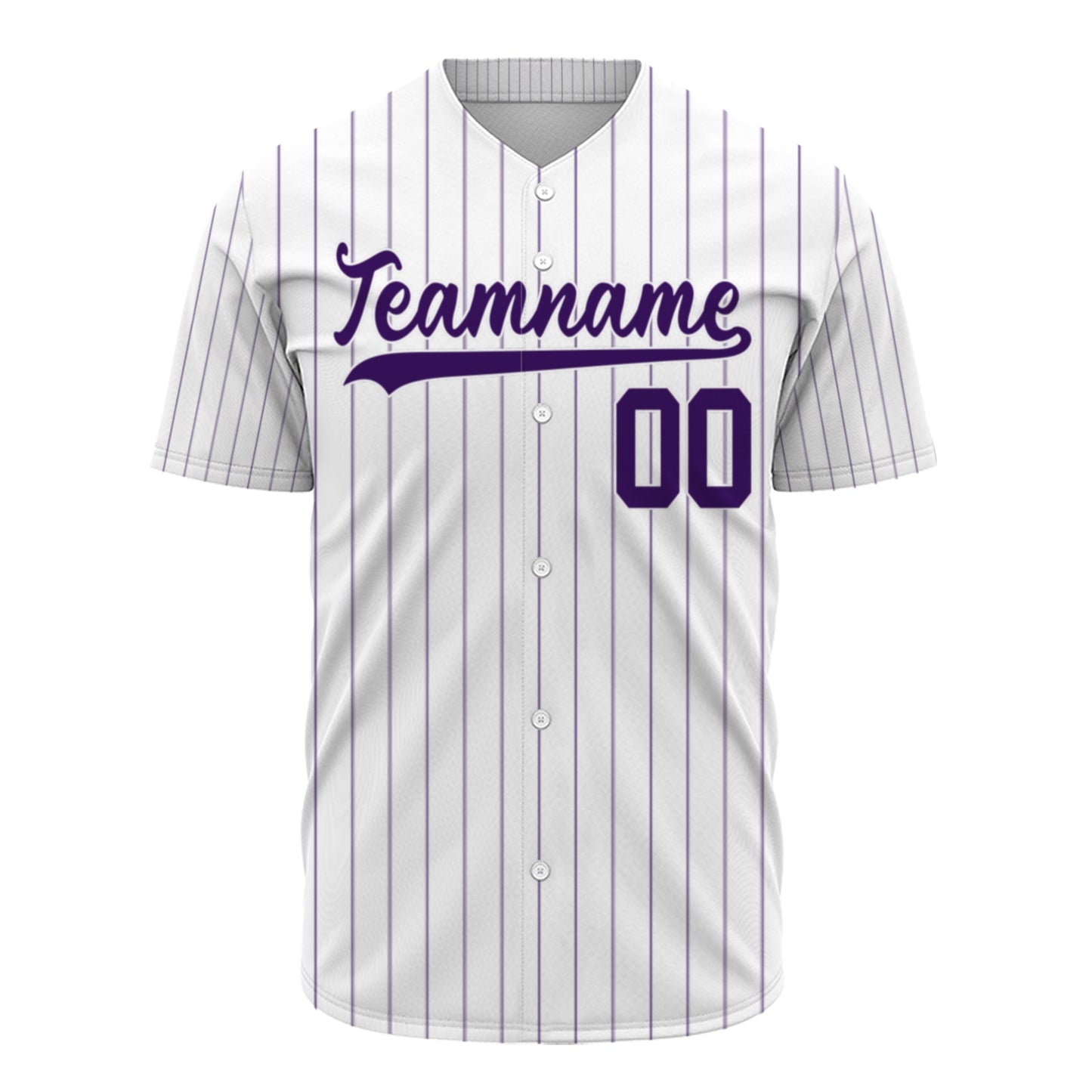 Custom Baseball Jersey - Personalized White Shirt with Purple Pinstripes - Full Sublimation