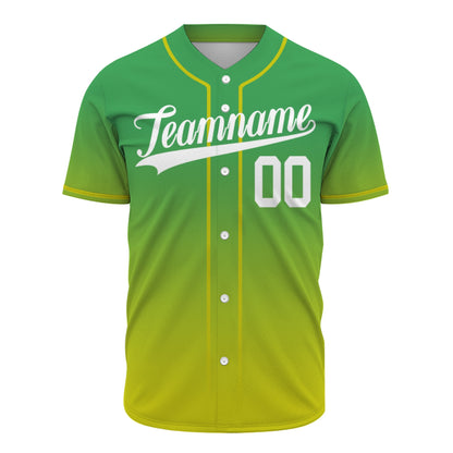 Custom Baseball Jersey - Personalized Gradient Shirt with Green & Yellow Design - Full Sublimation
