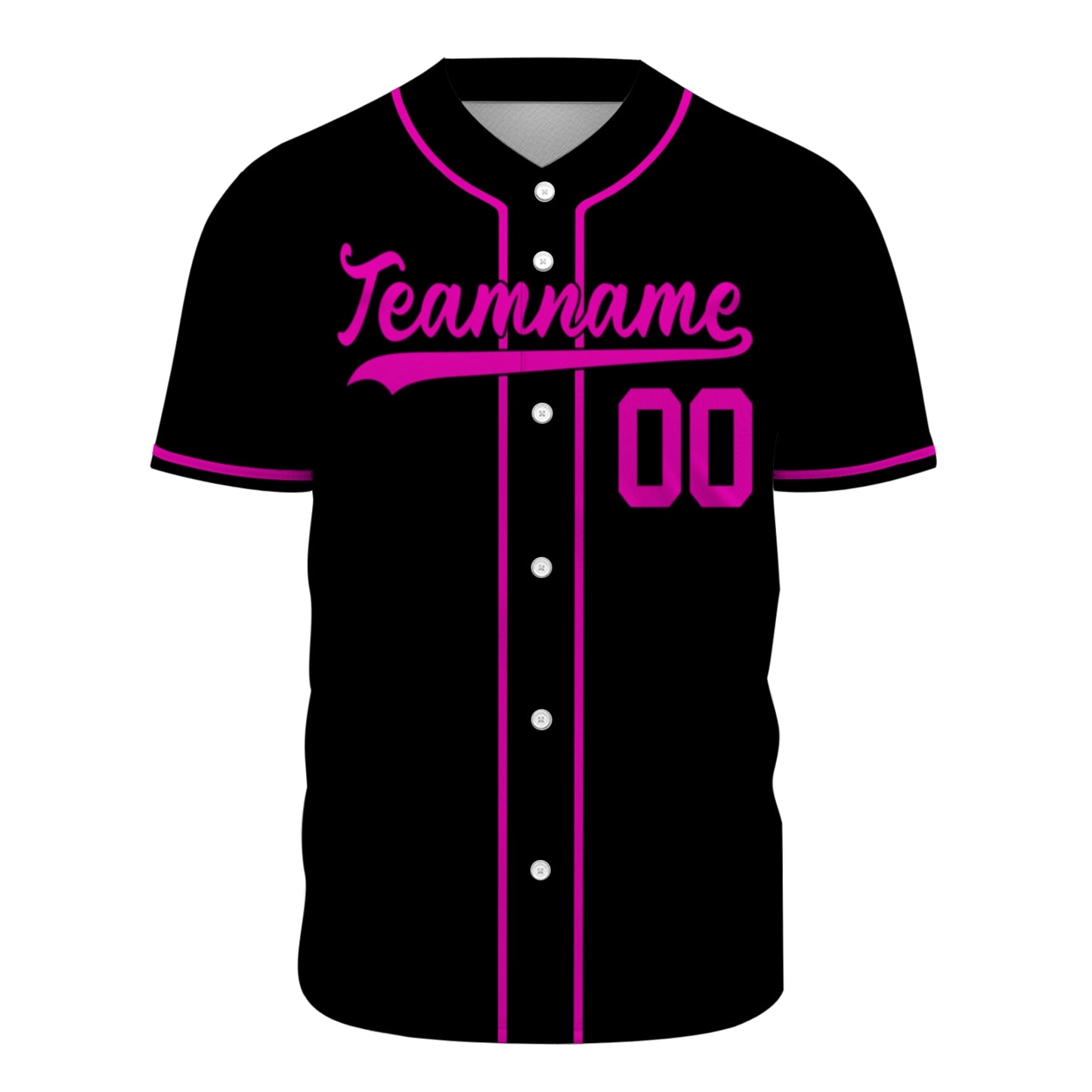 Custom Baseball Jersey - Personalized Black Shirt with Pink Piping - Full Sublimation