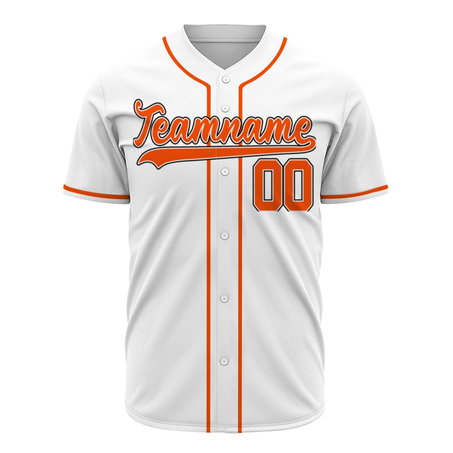 Custom Baseball Jersey - Personalized White Shirt with Orange Piping - Full Sublimation