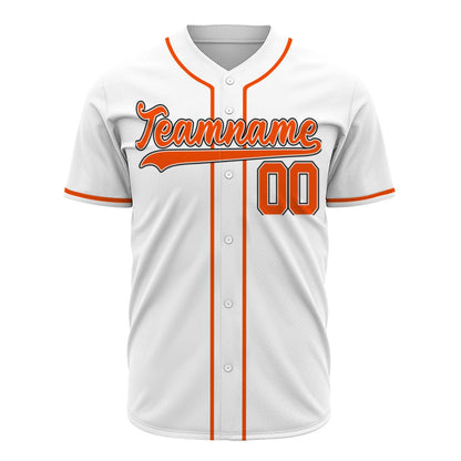 Custom Baseball Jersey - Personalized White Shirt with Orange Piping - Full Sublimation