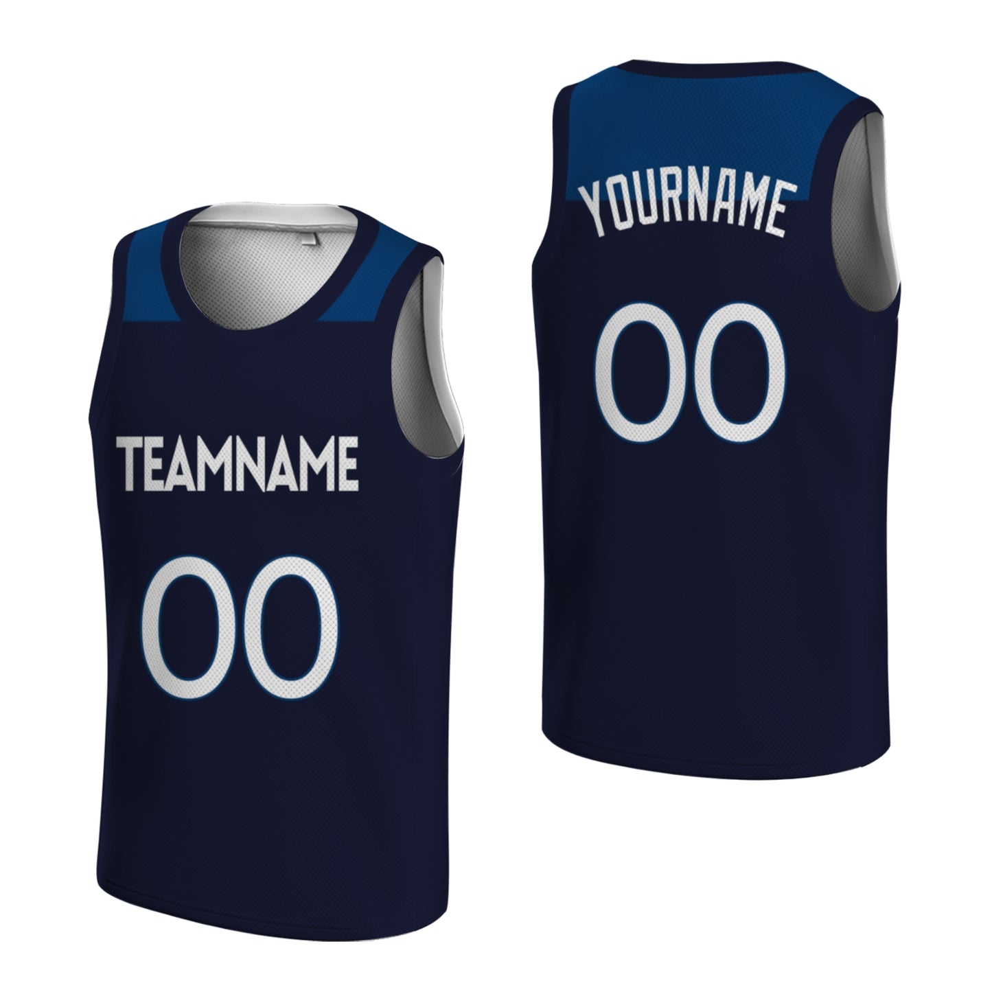 Custom Basketball Jersey - Personalized Navy Tank Top with Shoulder Panel Design - Full Sublimation