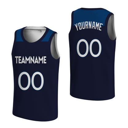 Custom Basketball Jersey - Personalized Navy Tank Top with Shoulder Panel Design - Full Sublimation