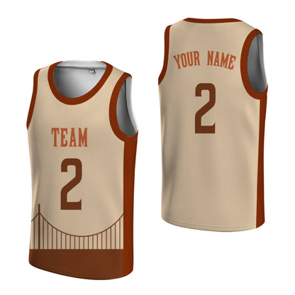 Custom Basketball Jersey - Personalized Cream & Brown Bridge Graphic Uniform - Full Sublimation