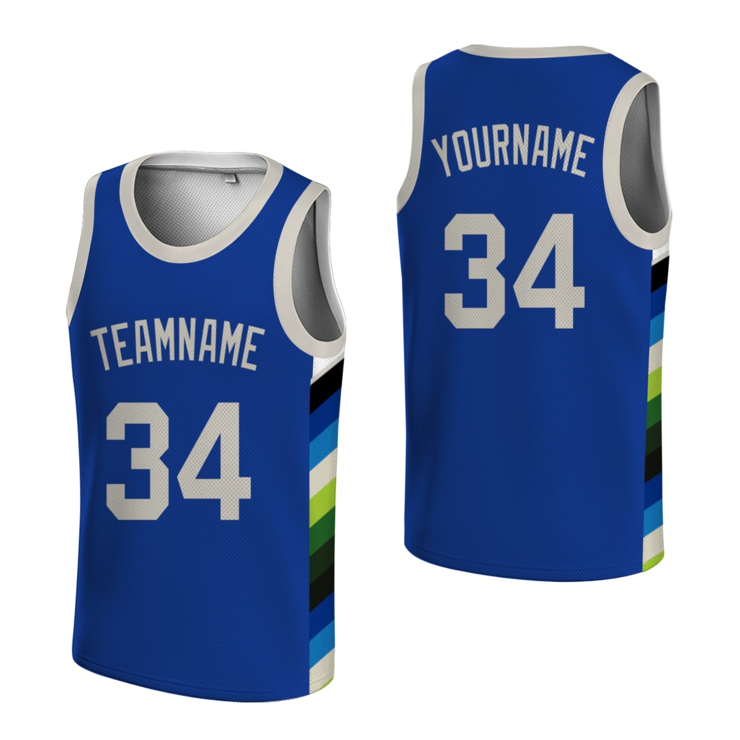 Custom Basketball Jersey - Personalized Black Tank Top with White Geometric Side Panels - Full Sublimation