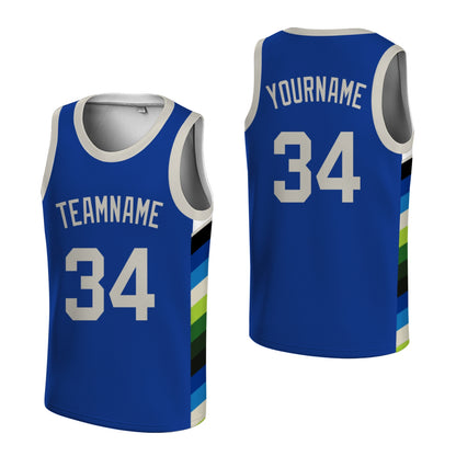 Custom Basketball Jersey - Personalized Black Tank Top with White Geometric Side Panels - Full Sublimation