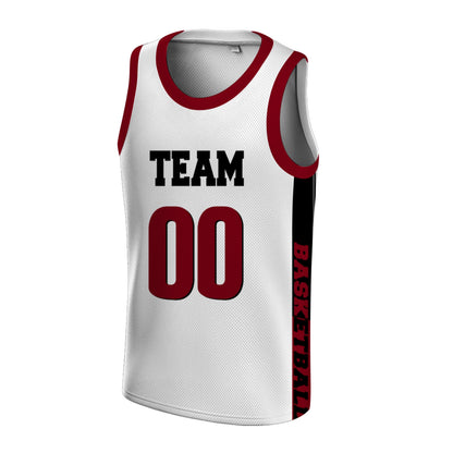 Custom Basketball Jersey - Personalized White Tank Top with Maroon Trim - Full Sublimation