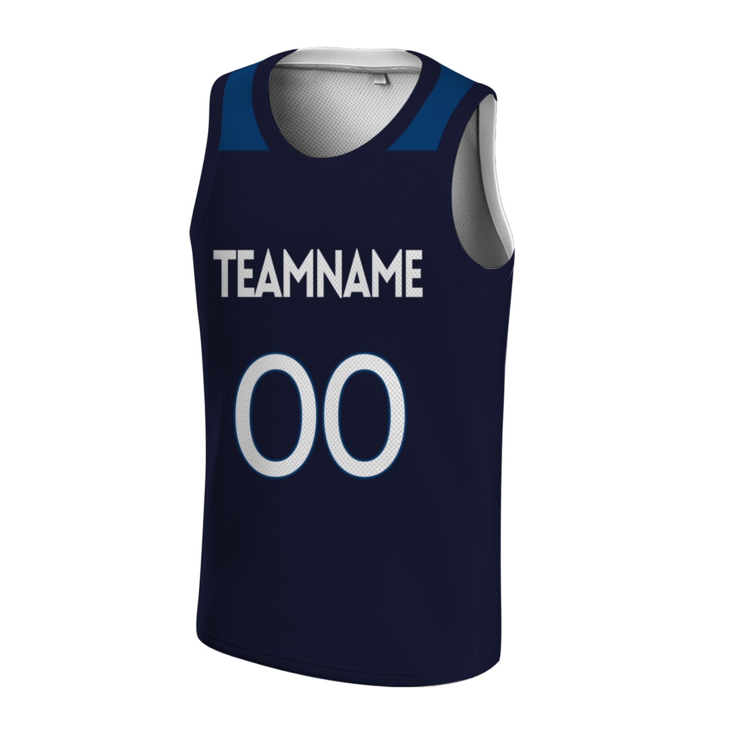 Custom Basketball Jersey - Personalized Navy Tank Top with Shoulder Panel Design - Full Sublimation