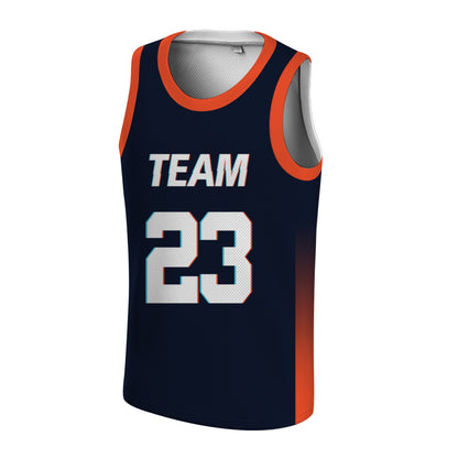 Custom Basketball Jersey - Personalized Navy Blue Tank Top with Orange Gradient - Full Sublimation