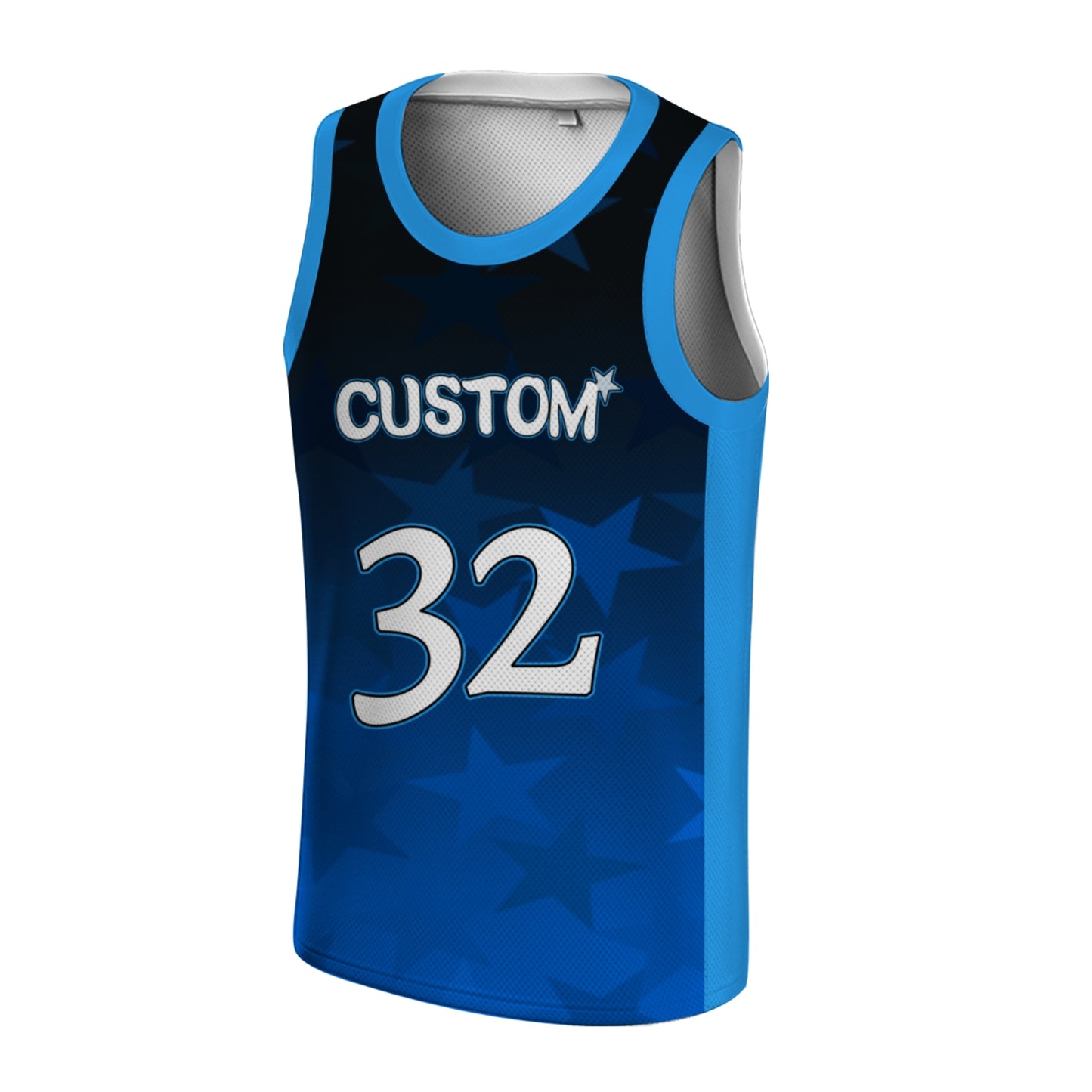 Custom Basketball Jersey - Personalized Blue Gradient Tank Top with Star Print - Full Sublimation