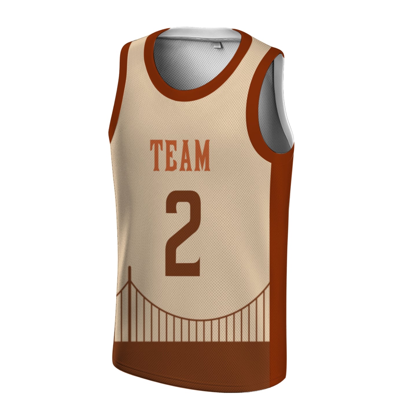 Custom Basketball Jersey - Personalized Cream & Brown Bridge Graphic Uniform - Full Sublimation