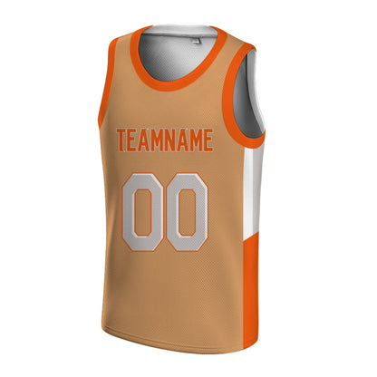 Custom Basketball Jersey - Personalized Tan Tank Top with Orange Trim - Full Sublimation
