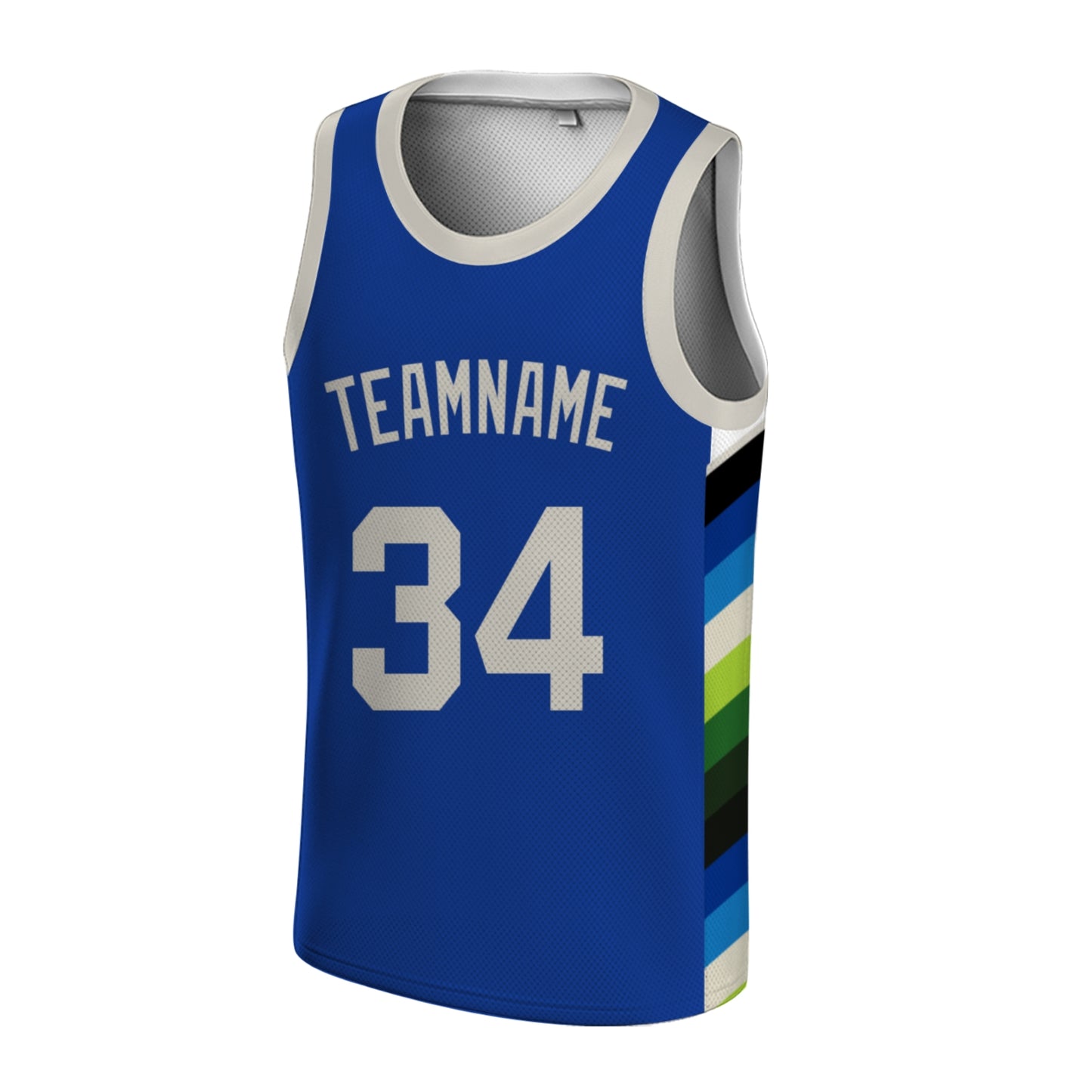 Custom Basketball Jersey - Personalized Black Tank Top with White Geometric Side Panels - Full Sublimation
