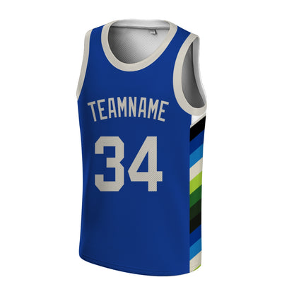Custom Basketball Jersey - Personalized Black Tank Top with White Geometric Side Panels - Full Sublimation