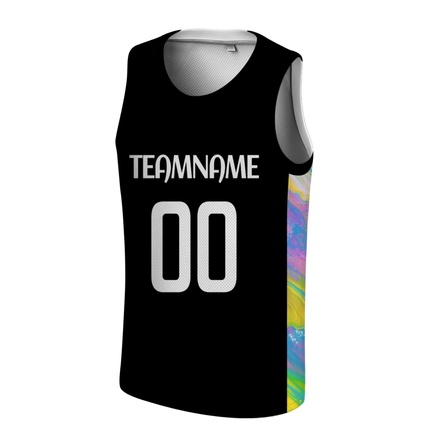 Custom Blue Basketball Jersey - Multi-Stripe Side Panel Design - Professional Team Uniform