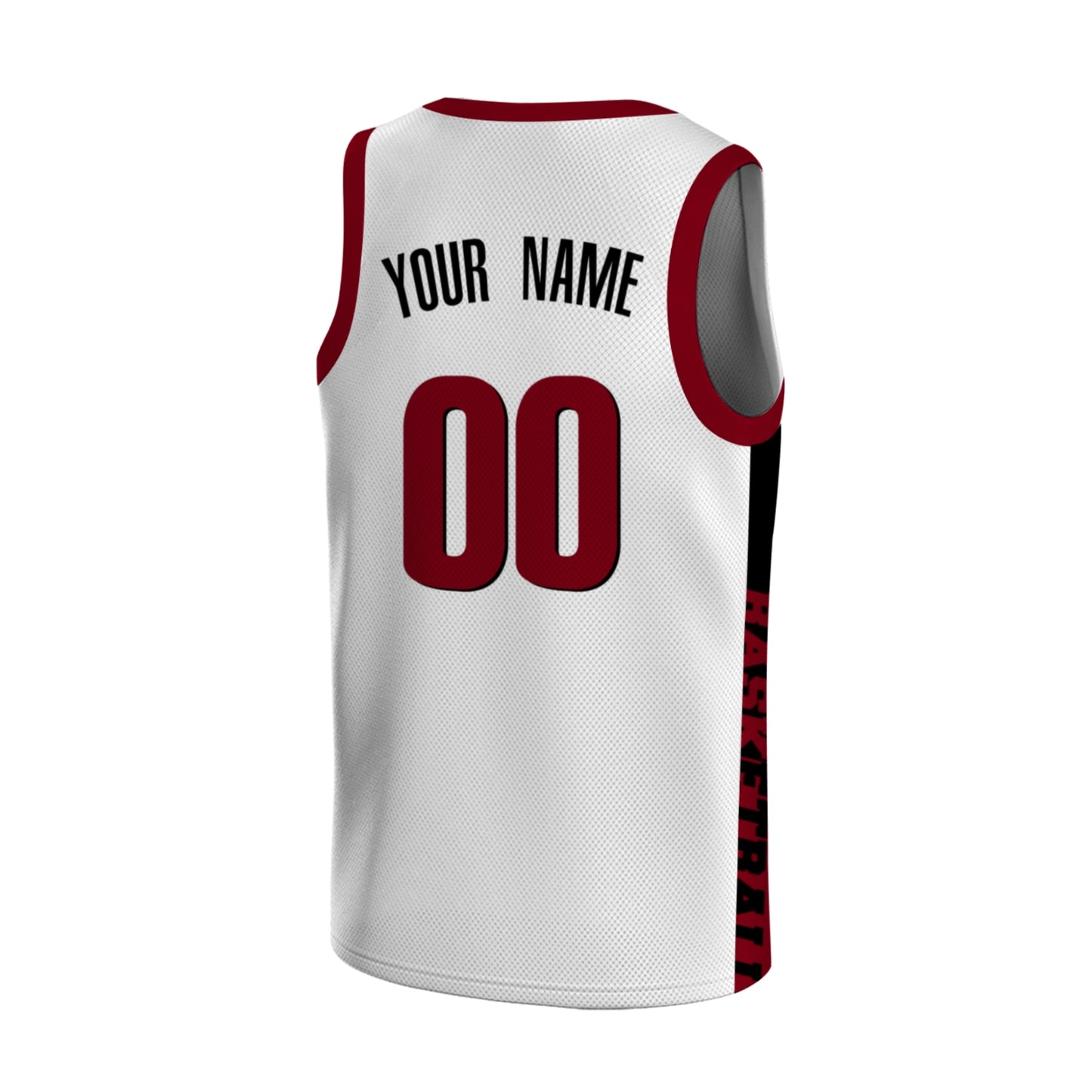 Custom Basketball Jersey - Personalized White Tank Top with Maroon Trim - Full Sublimation