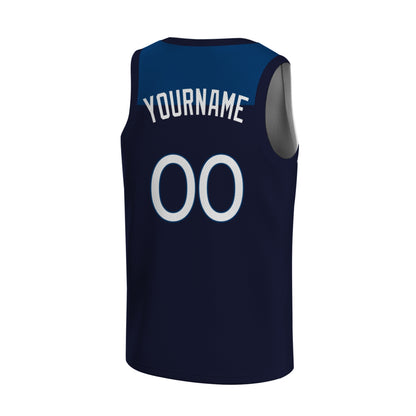 Custom Basketball Jersey - Personalized Navy Tank Top with Shoulder Panel Design - Full Sublimation