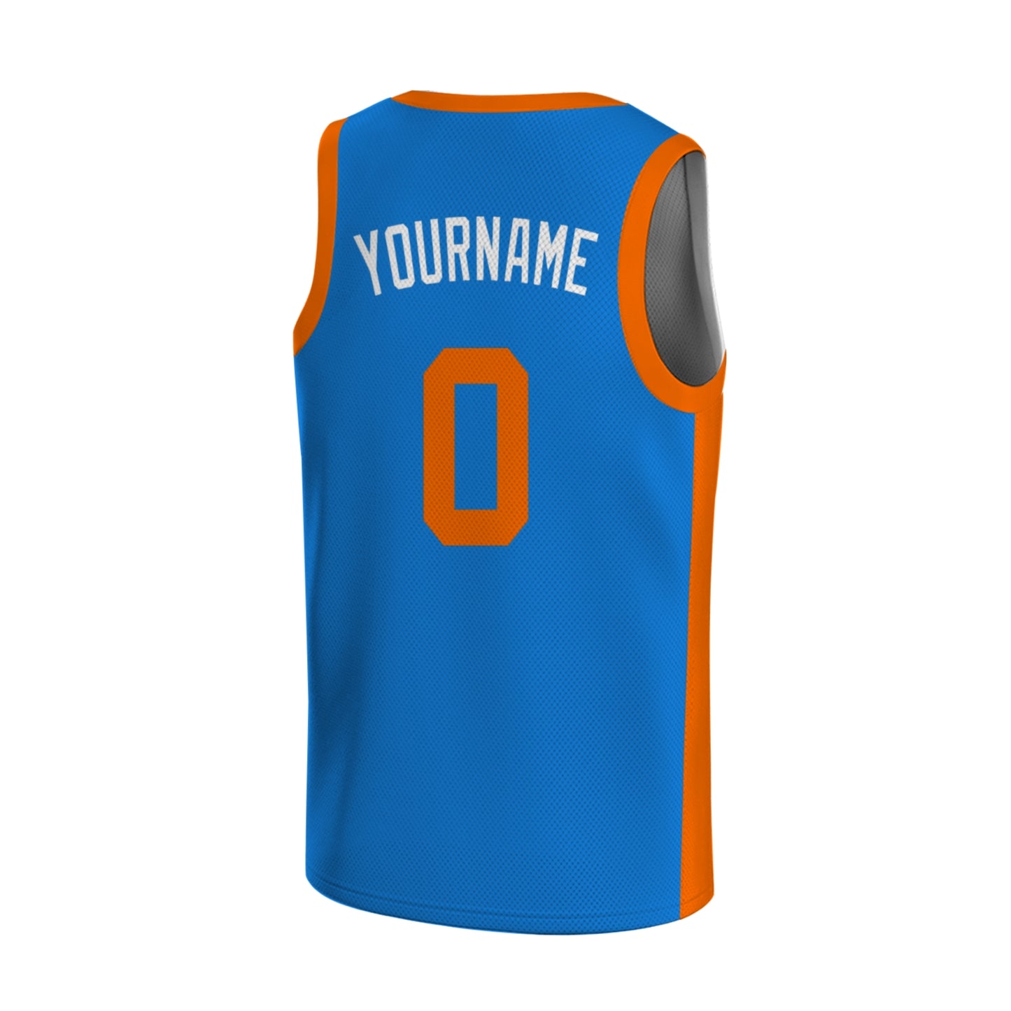 Custom Basketball Jersey - Personalized Blue Tank Top with Orange Bolt Graphic - Full Sublimation