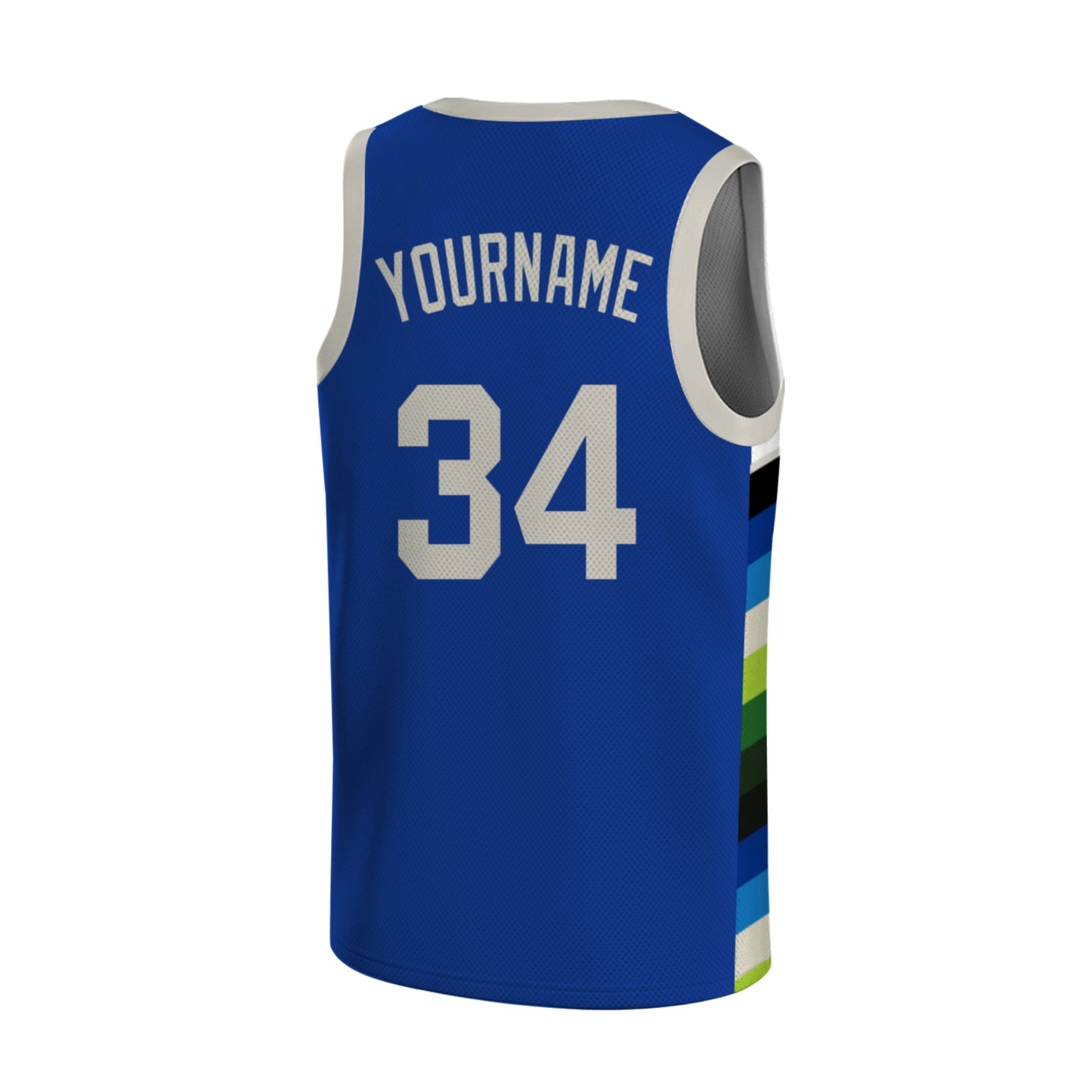 Custom Basketball Jersey - Personalized Black Tank Top with White Geometric Side Panels - Full Sublimation