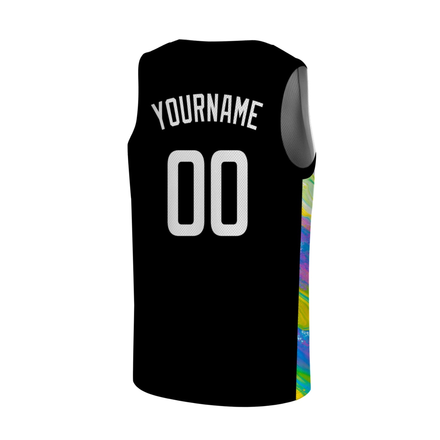 Custom Blue Basketball Jersey - Multi-Stripe Side Panel Design - Professional Team Uniform