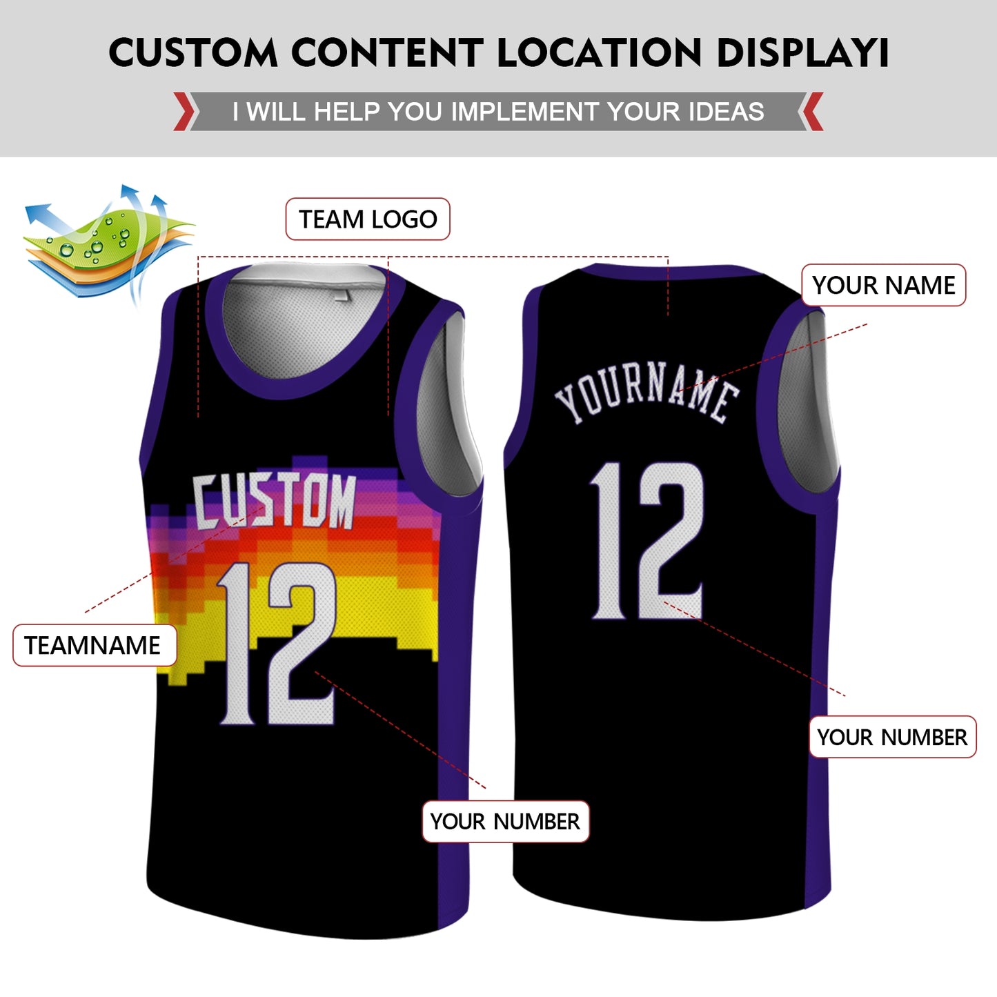 Custom Basketball Jersey - Personalized Pixel Art Sunset Design - Full Sublimation Tank Top