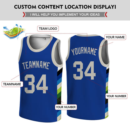 Custom Basketball Jersey - Personalized Black Tank Top with White Geometric Side Panels - Full Sublimation