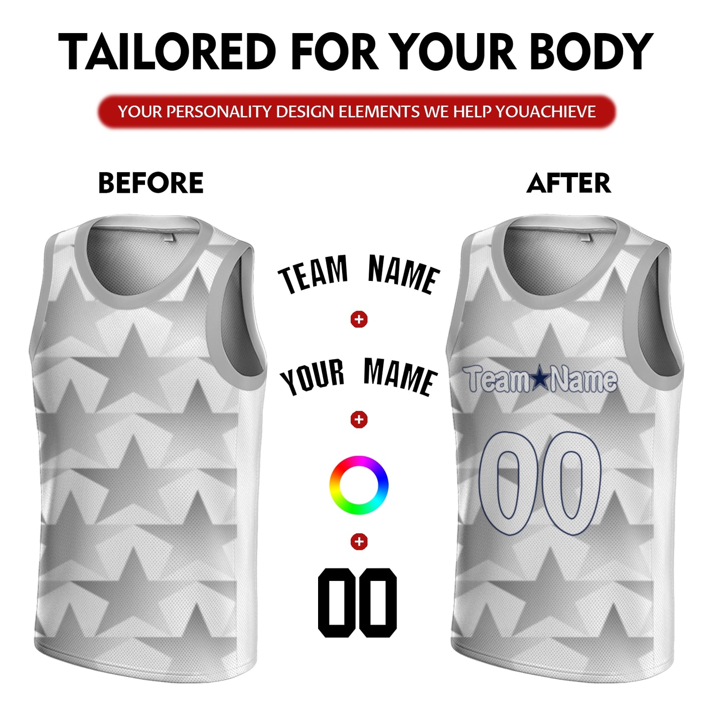 Custom Basketball Jersey - Personalized Star Print Tank Top - Full Sublimation