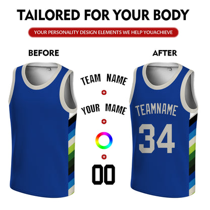 Custom Basketball Jersey - Personalized Black Tank Top with White Geometric Side Panels - Full Sublimation