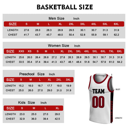 Custom Basketball Jersey - Personalized White Tank Top with Maroon Trim - Full Sublimation