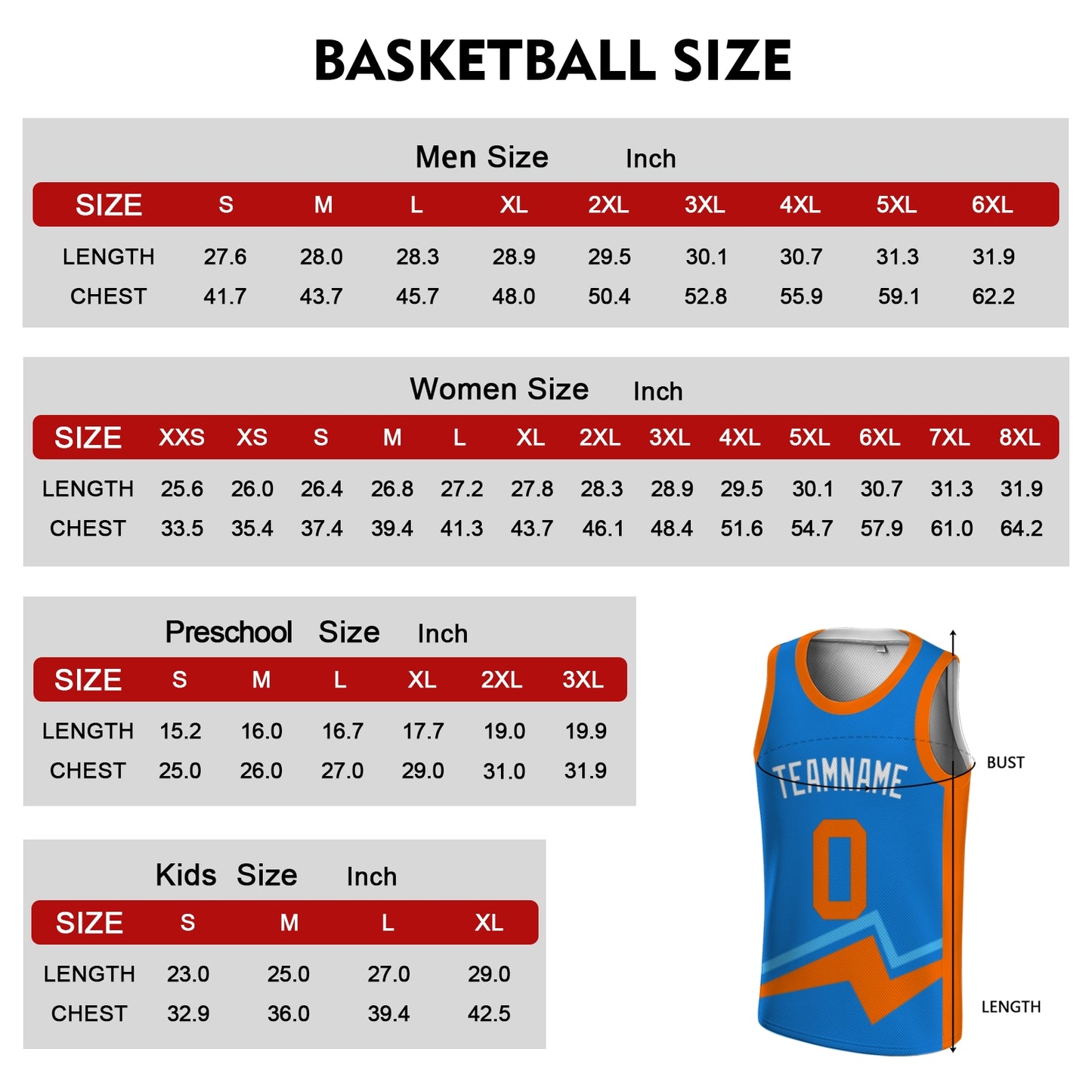 Custom Basketball Jersey - Personalized Blue Tank Top with Orange Bolt Graphic - Full Sublimation