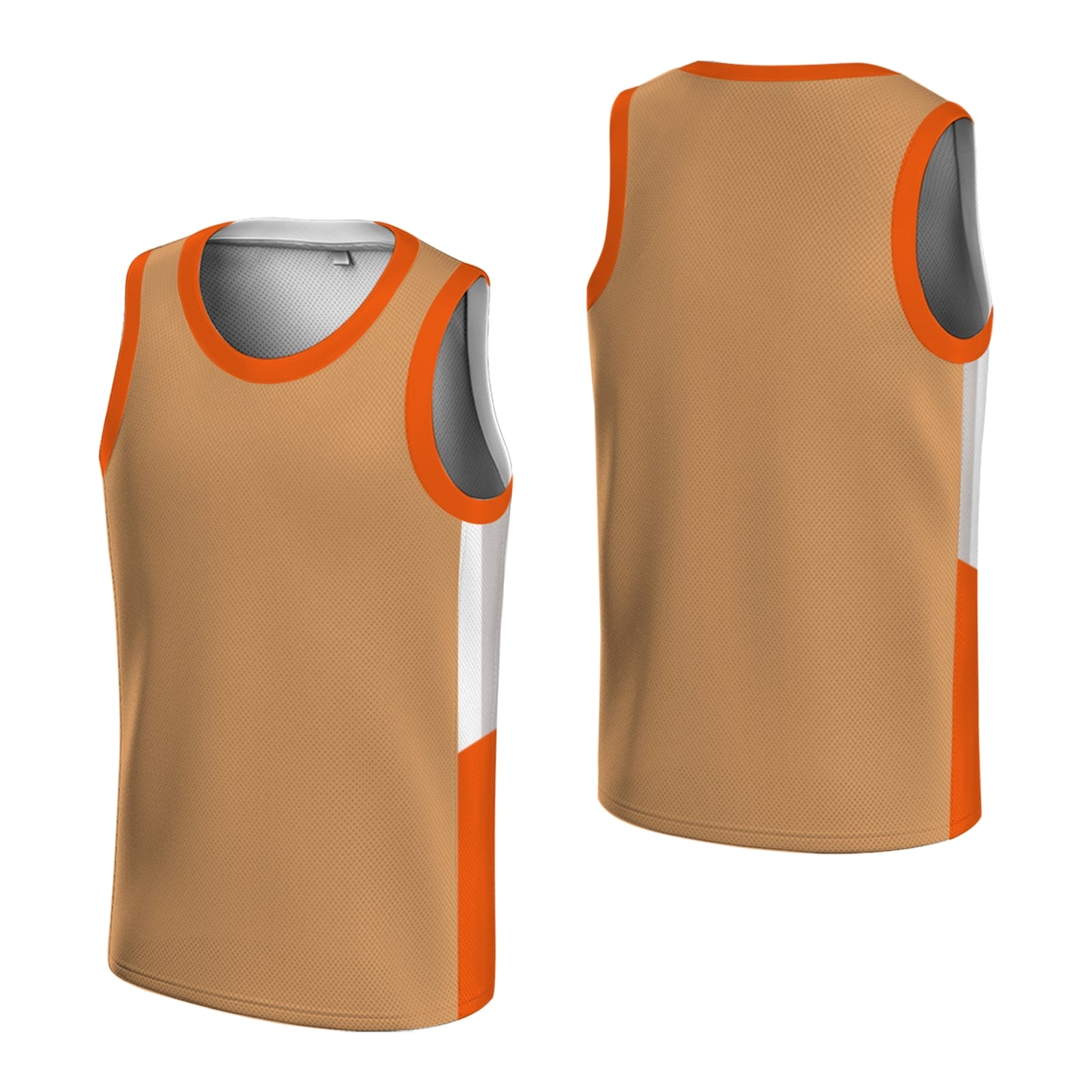 Custom Basketball Jersey - Personalized Tan Tank Top with Orange Trim - Full Sublimation