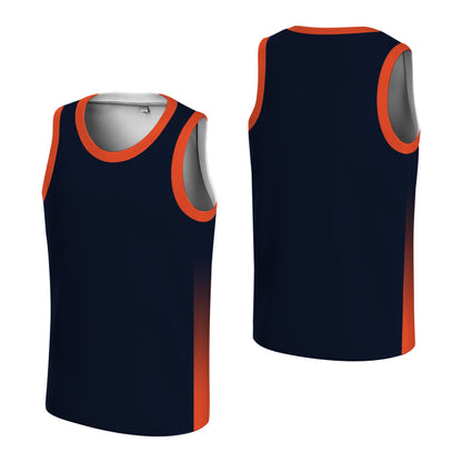 Custom Basketball Jersey - Personalized Navy Blue Tank Top with Orange Gradient - Full Sublimation
