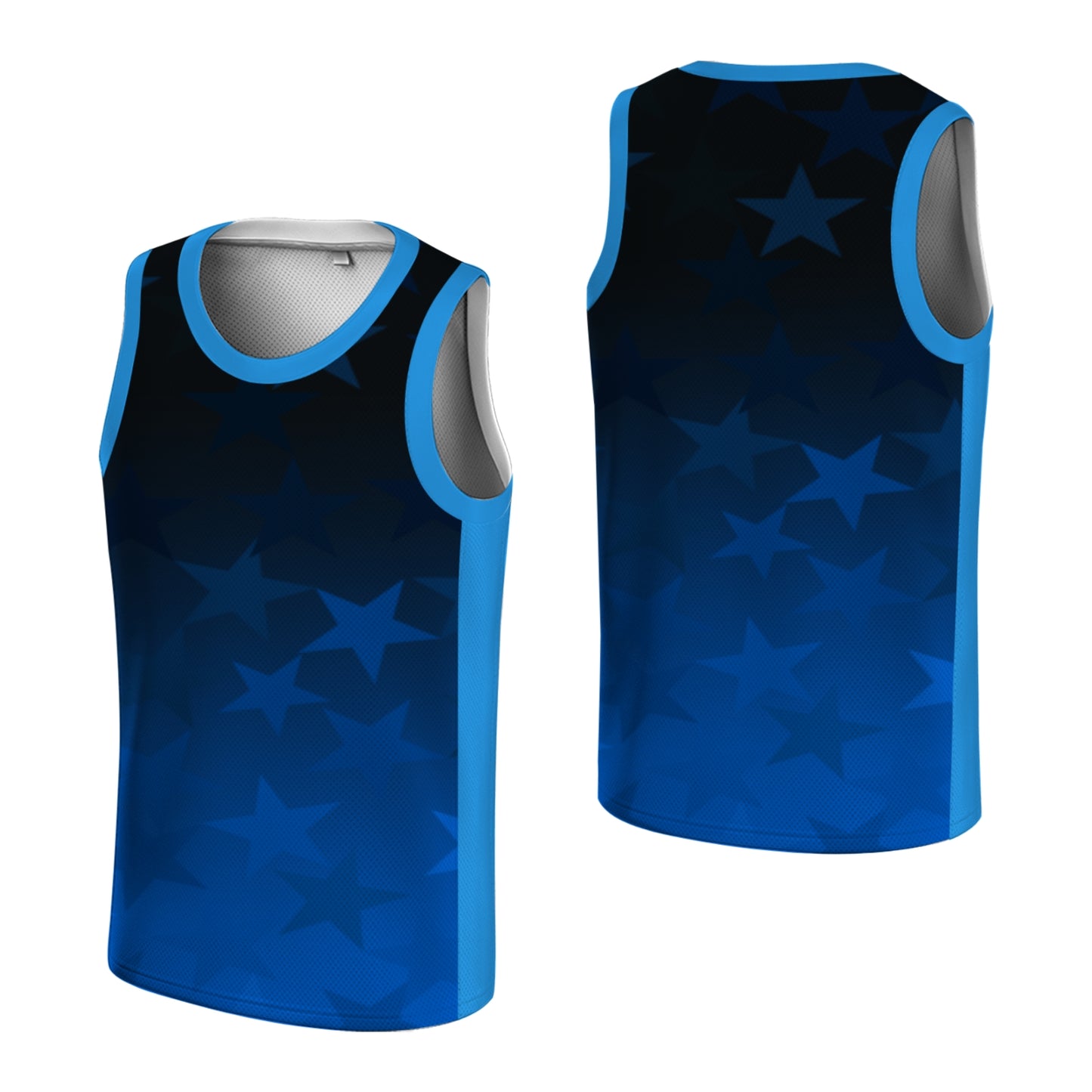 Custom Basketball Jersey - Personalized Blue Gradient Tank Top with Star Print - Full Sublimation