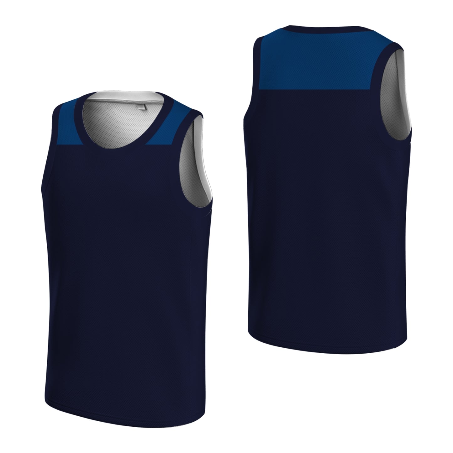 Custom Basketball Jersey - Personalized Navy Tank Top with Shoulder Panel Design - Full Sublimation