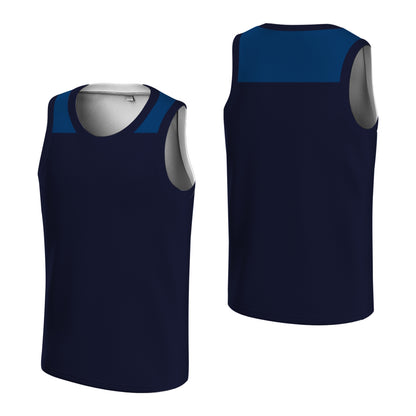 Custom Basketball Jersey - Personalized Navy Tank Top with Shoulder Panel Design - Full Sublimation