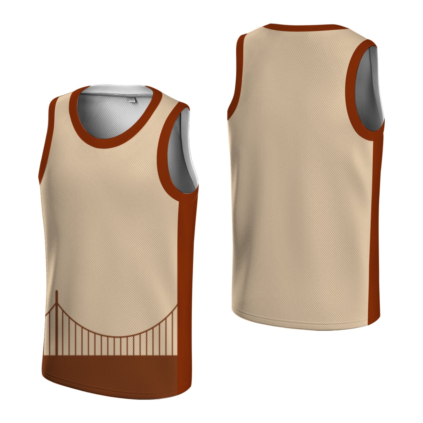 Custom Basketball Jersey - Personalized Cream & Brown Bridge Graphic Uniform - Full Sublimation