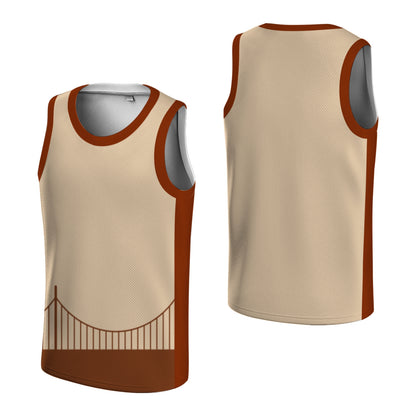 Custom Basketball Jersey - Personalized Cream & Brown Bridge Graphic Uniform - Full Sublimation