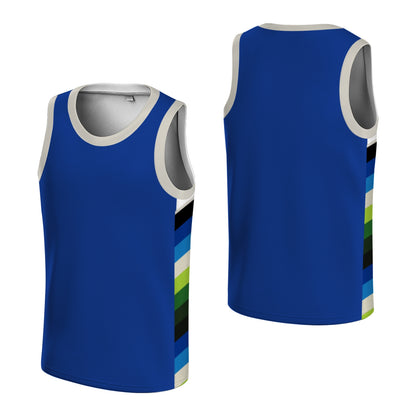 Custom Basketball Jersey - Personalized Black Tank Top with White Geometric Side Panels - Full Sublimation