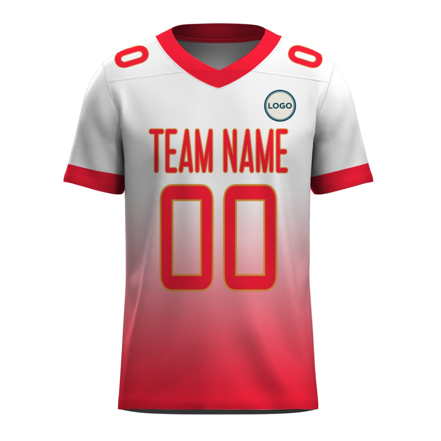 Custom Football Jersey - Personalized White to Red Fade Design - Full Sublimation