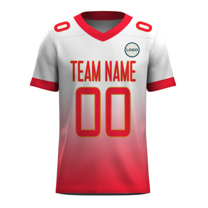 Custom Football Jersey - Personalized White to Red Fade Design - Full Sublimation