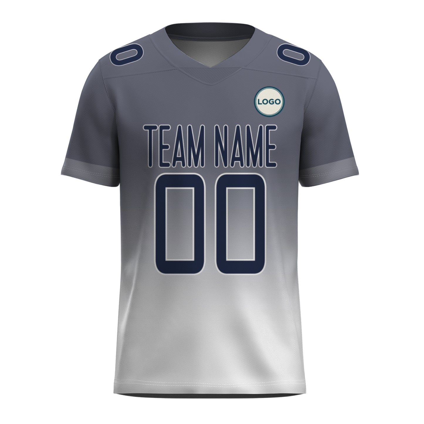 Custom Football Jersey - Personalized Grey to White Fade Design - Full Sublimation