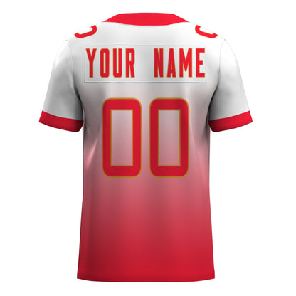 Custom Football Jersey - Personalized White to Red Fade Design - Full Sublimation