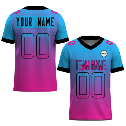 Custom Football Jersey - Personalized Blue & Pink Gradient Team Uniform - Full Sublimation