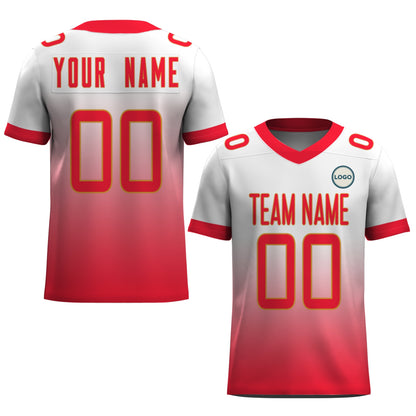 Custom Football Jersey - Personalized White to Red Fade Design - Full Sublimation